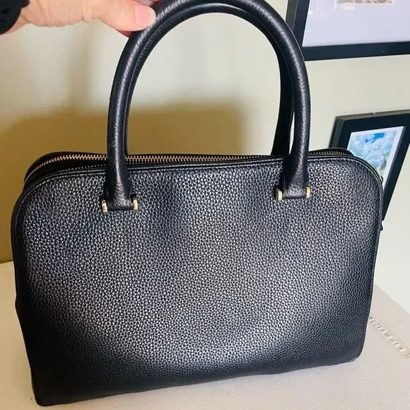 Kate Spade Black Leather Kalen Chester Street Satchel purse bag w strap EUC - Picture 3 of 9